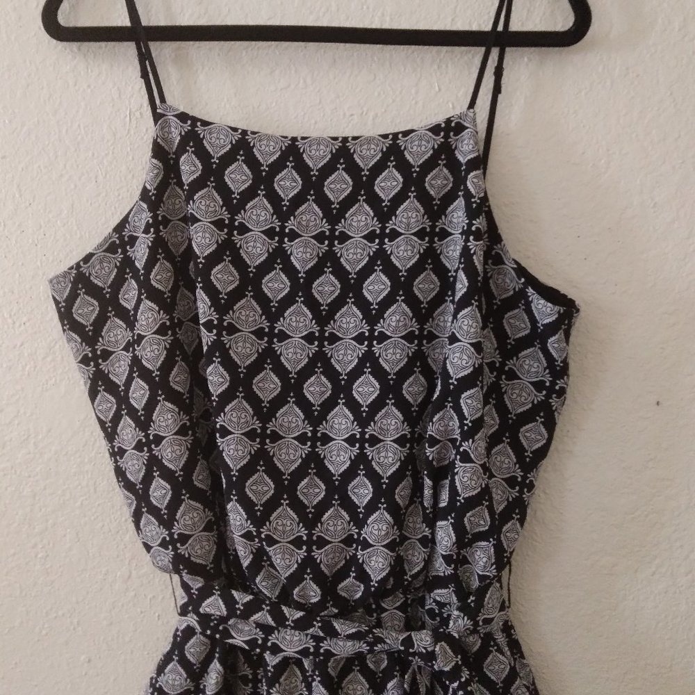 Sexy Size 14 Black & White Pattern Wide-leg Jumpsuit